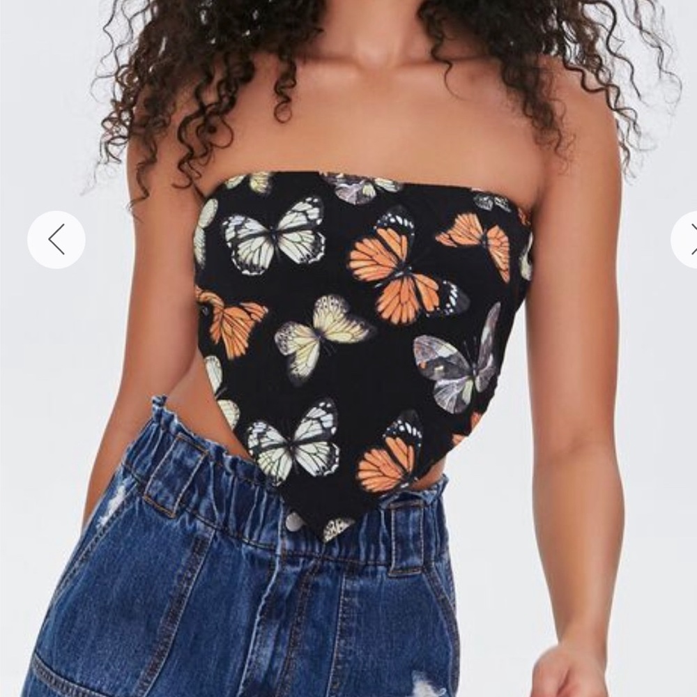 Butterfly print tube top